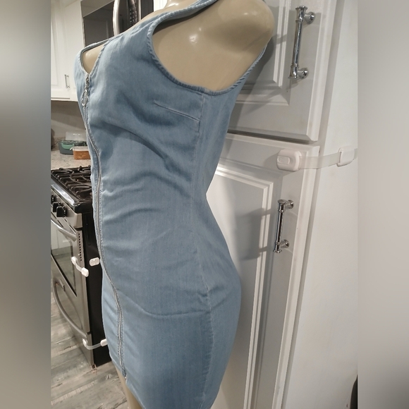 Iris Light Blue Denim Mini Dress - Picture 2 of 5